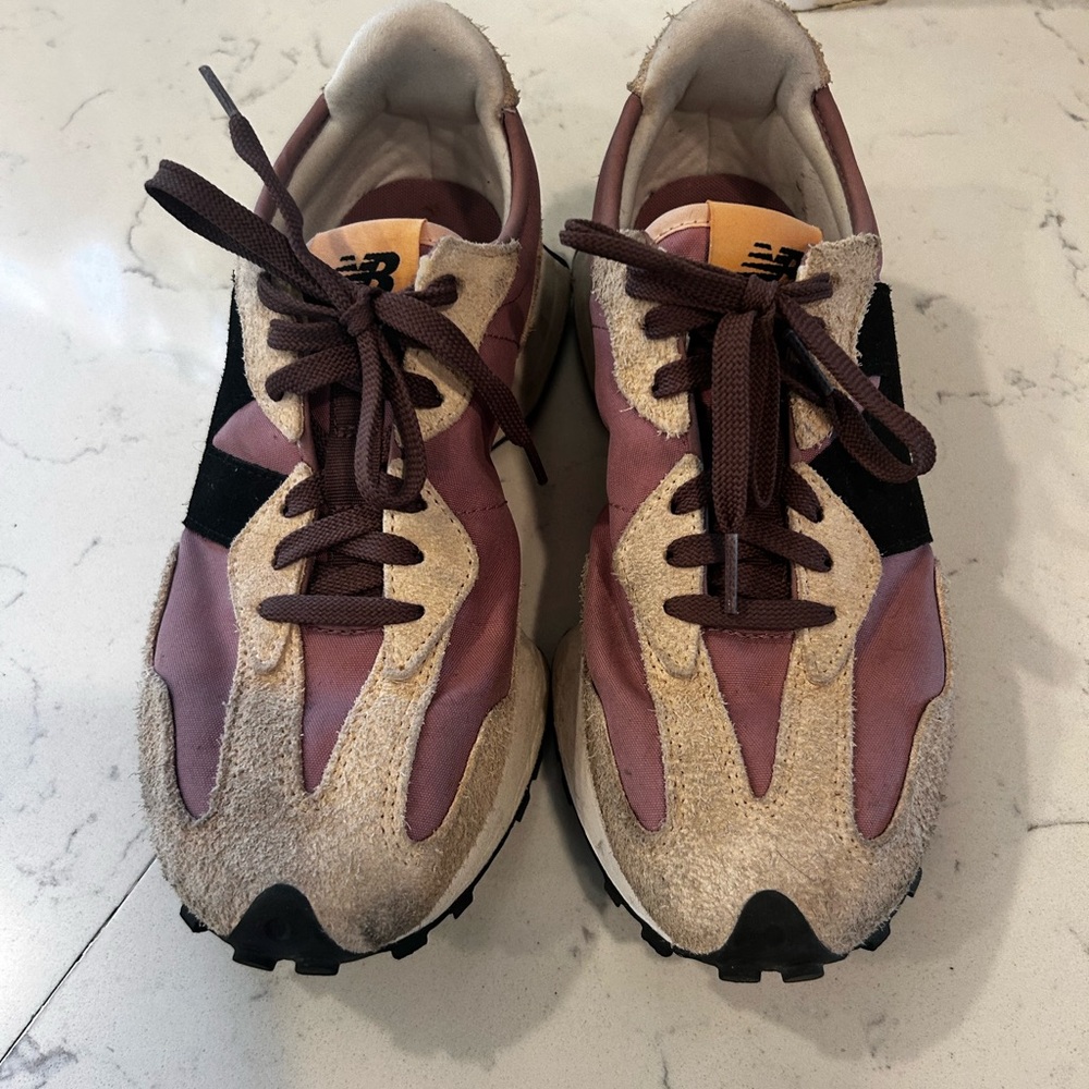 New Balance Pink Black Tan Suede Runner Sneakers - Picture 2 of 4